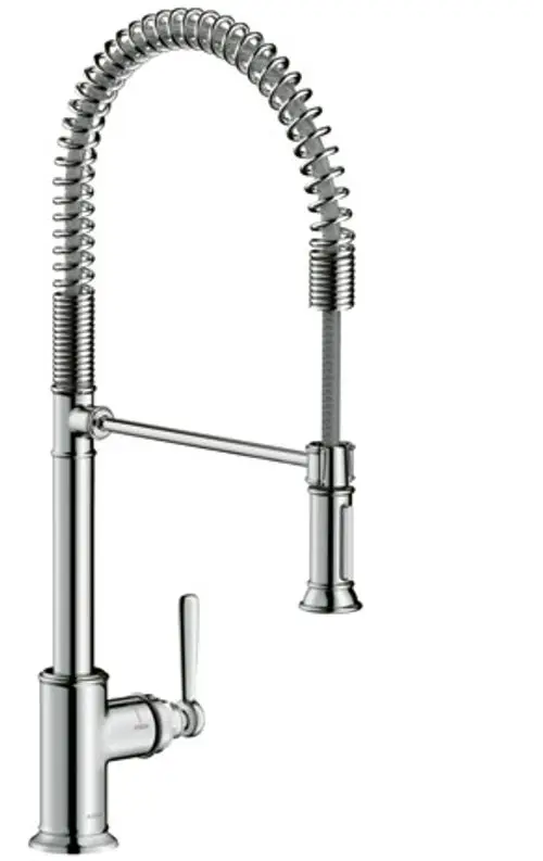 Küchenarmatur mit flexibler Auslaufbrause und Hebel. Chrome-Finish. Design von AXOR, geeignet für Spültische.